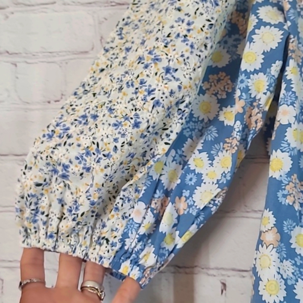 Anthropologie Solitaire Laura Peasant Floral Daisy Cottagecore Top Blouse Sz S - Picture 10 of 16